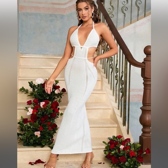 Maxi Crochet  Cut Out Halter Dress - Picture 5 of 9